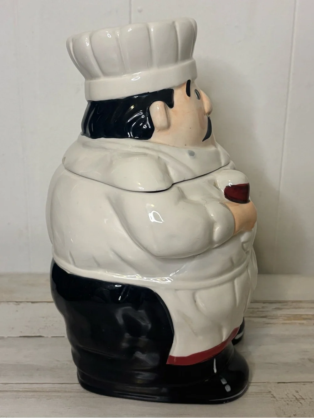 2000s Garden Ridge ‘Fat Chef’ Ceramic Food Safe Cookie Jar *Flawed*